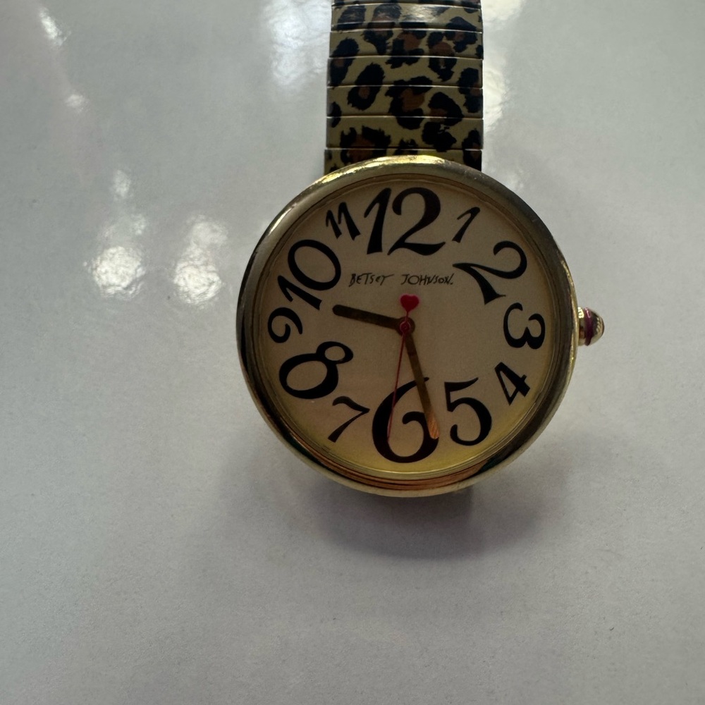 Betsey Johnson Vintage Leopard Print Watch with Gold Accents